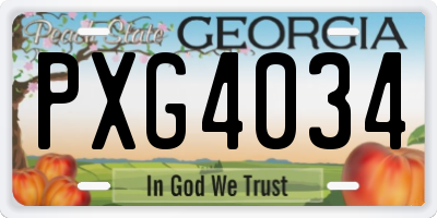 GA license plate PXG4034