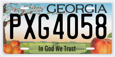 GA license plate PXG4058