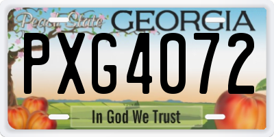 GA license plate PXG4072