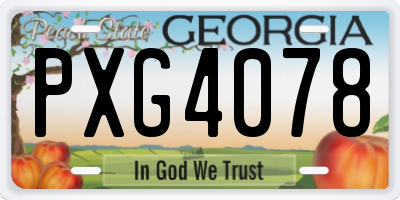 GA license plate PXG4078