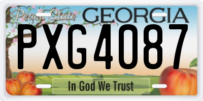 GA license plate PXG4087