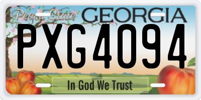 GA license plate PXG4094