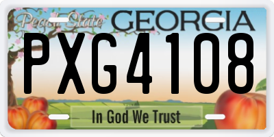 GA license plate PXG4108