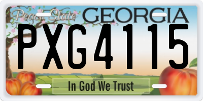 GA license plate PXG4115