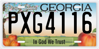 GA license plate PXG4116