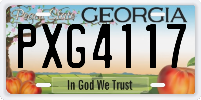GA license plate PXG4117