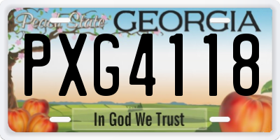 GA license plate PXG4118
