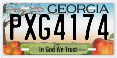GA license plate PXG4174