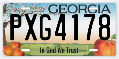 GA license plate PXG4178