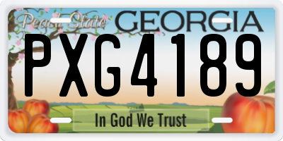 GA license plate PXG4189