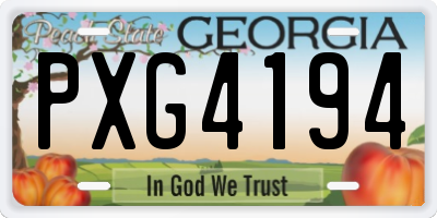 GA license plate PXG4194