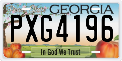 GA license plate PXG4196