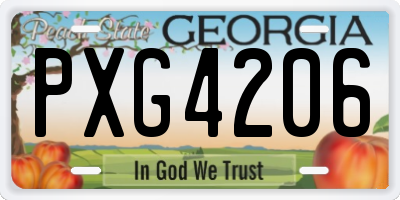 GA license plate PXG4206