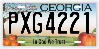 GA license plate PXG4221