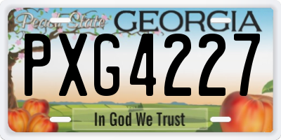 GA license plate PXG4227