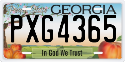 GA license plate PXG4365