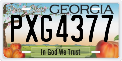 GA license plate PXG4377