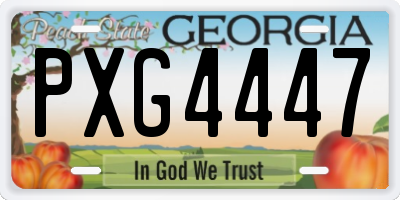GA license plate PXG4447