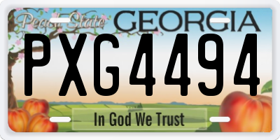 GA license plate PXG4494