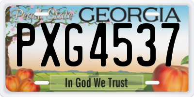 GA license plate PXG4537