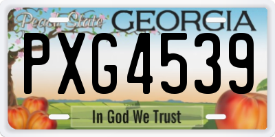 GA license plate PXG4539