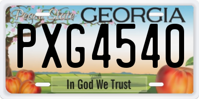 GA license plate PXG4540