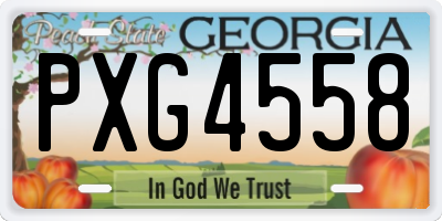 GA license plate PXG4558