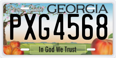 GA license plate PXG4568