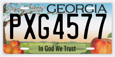 GA license plate PXG4577