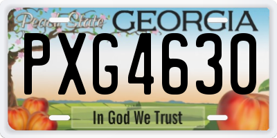 GA license plate PXG4630