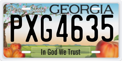 GA license plate PXG4635