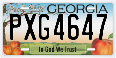 GA license plate PXG4647