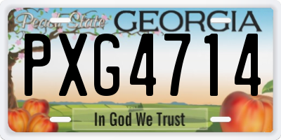 GA license plate PXG4714