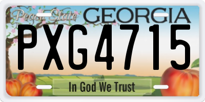 GA license plate PXG4715