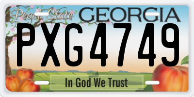 GA license plate PXG4749