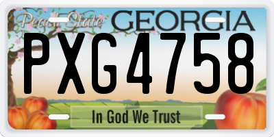 GA license plate PXG4758