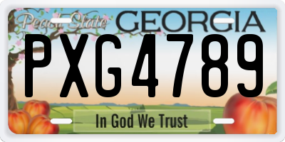 GA license plate PXG4789
