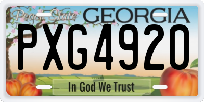 GA license plate PXG4920