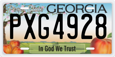 GA license plate PXG4928