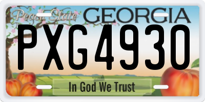 GA license plate PXG4930