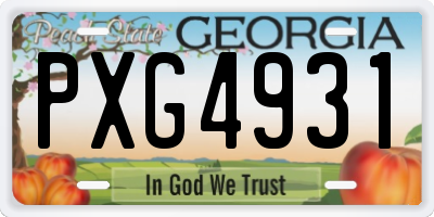 GA license plate PXG4931