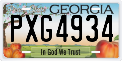 GA license plate PXG4934