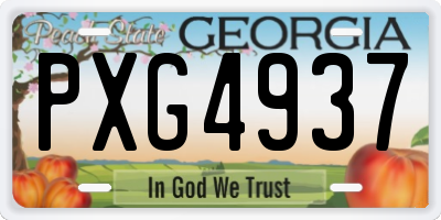 GA license plate PXG4937