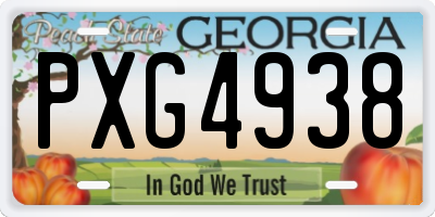 GA license plate PXG4938