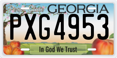 GA license plate PXG4953