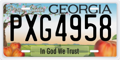GA license plate PXG4958