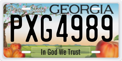 GA license plate PXG4989