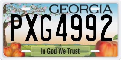 GA license plate PXG4992