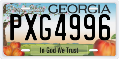 GA license plate PXG4996