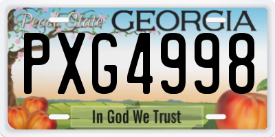 GA license plate PXG4998